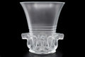 Rene Lalique, Aztec Quetzalcoatl Floral Vase, Clear And Frosted Glass France. Art Deco Style Vessel With Mesoamerican Motifs, Mayan Kukulkan