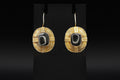Art Deco Wire Drop Earrings, Gold Gilt Silver And Black Onyx Earrings, Vermeil Over Sterling, Jewelry In The Victorian Era Style Fashion