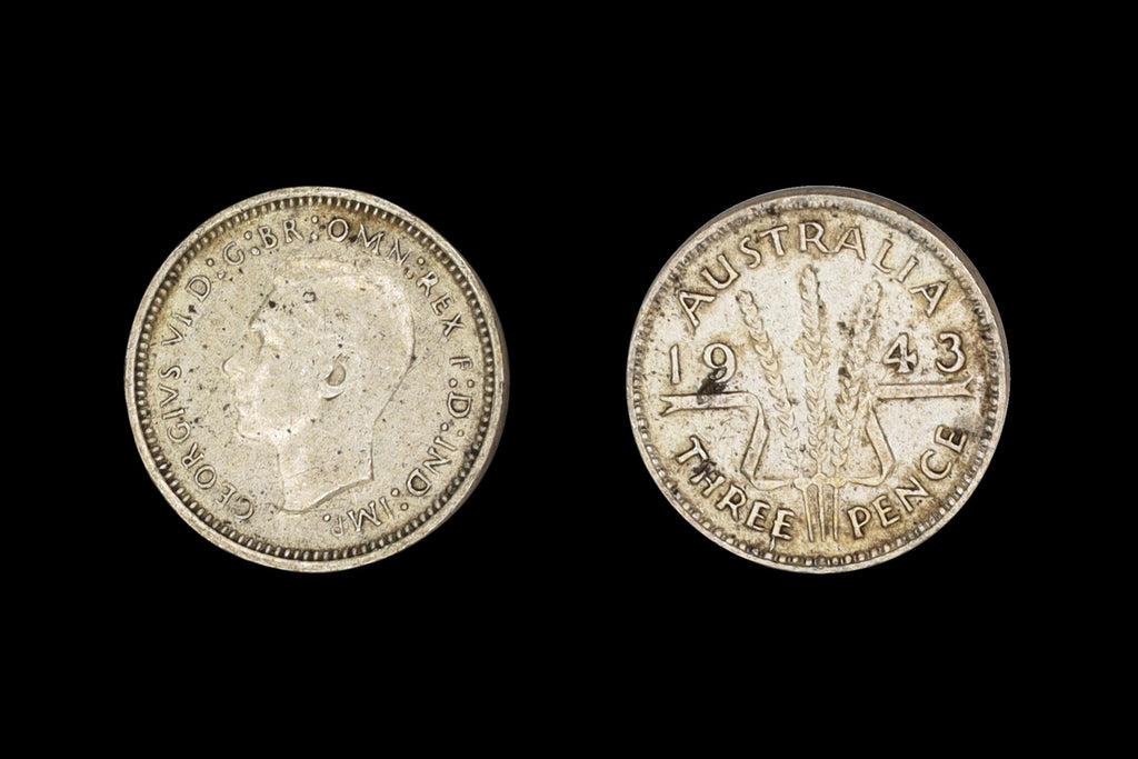 Australia 1943 Silver Coin Of 3 Pence Fractional Of A British Pound, Second World War Numismatics Collectibles, WWII Coins 925 Sterling