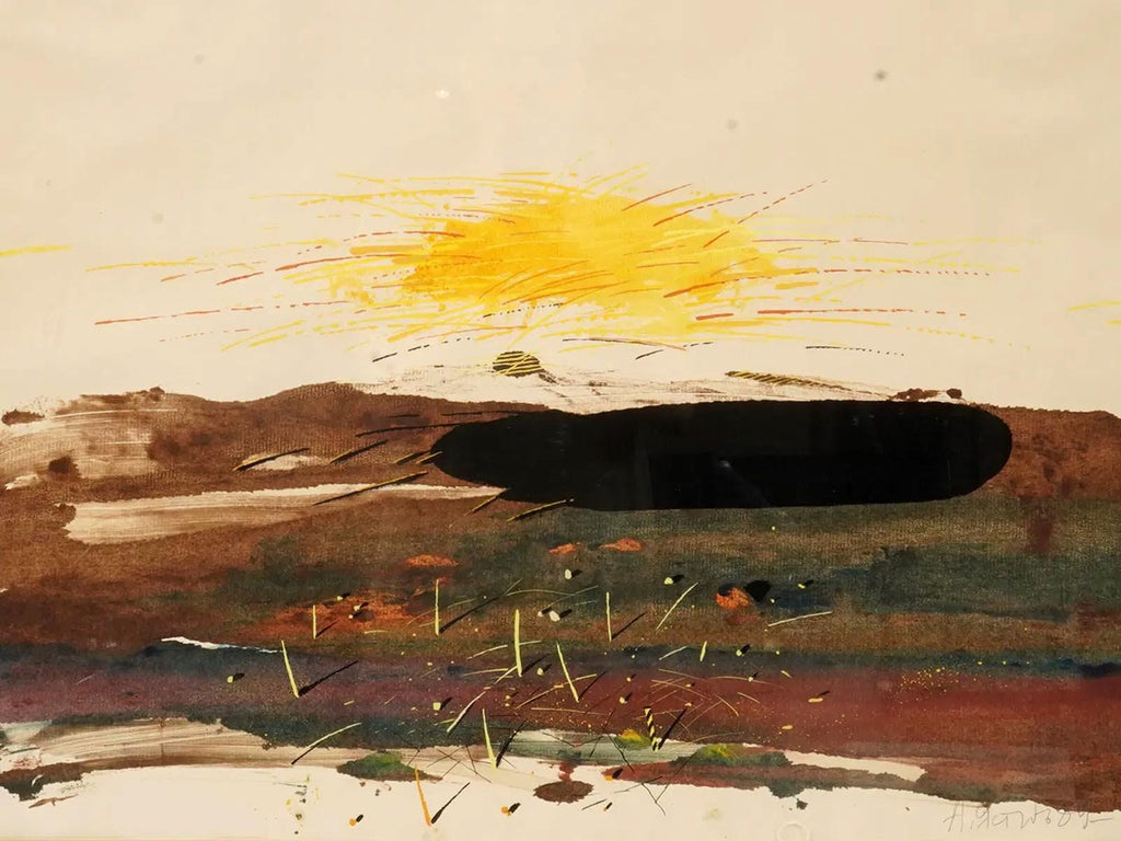Russian Abstract Surreal Landscape By Yastreb, Signed And Dated 1989, Framed With Glass, Rare Piece Artwork