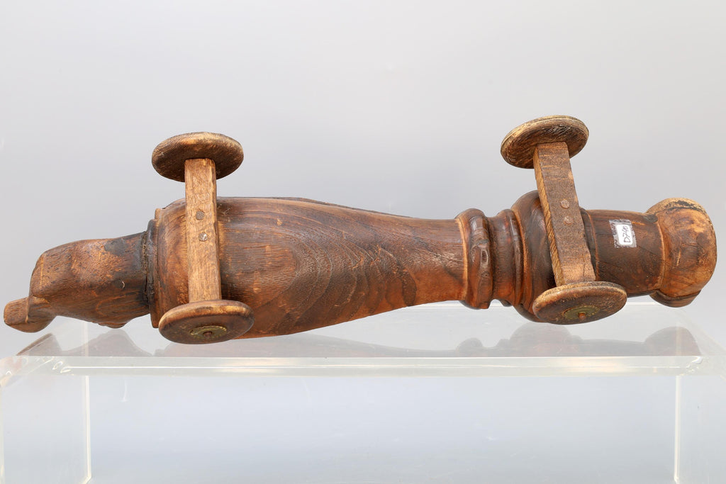 Handmade Wooden Elephant Toy, Car With Wheels, South Asia, Colonial India By The Late 19th Century, Figural Animal Box, Folk Oriental Art