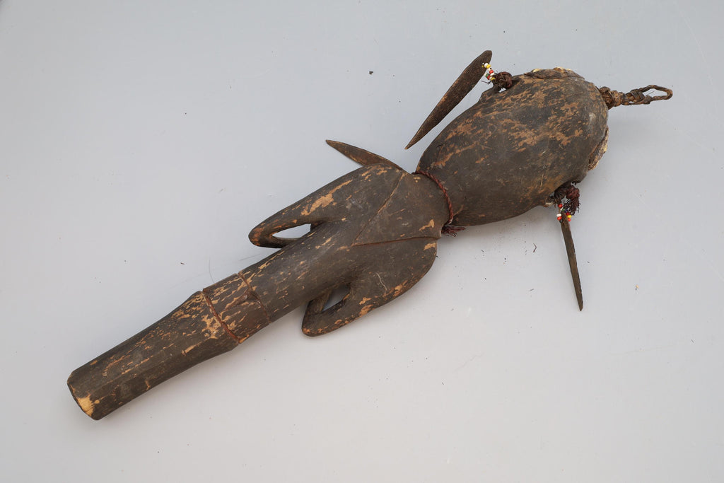 Papua New Guinea, Antique Early 20th Century Tribal Chief Cane Idol Of Ancestor, Ethnographics Art