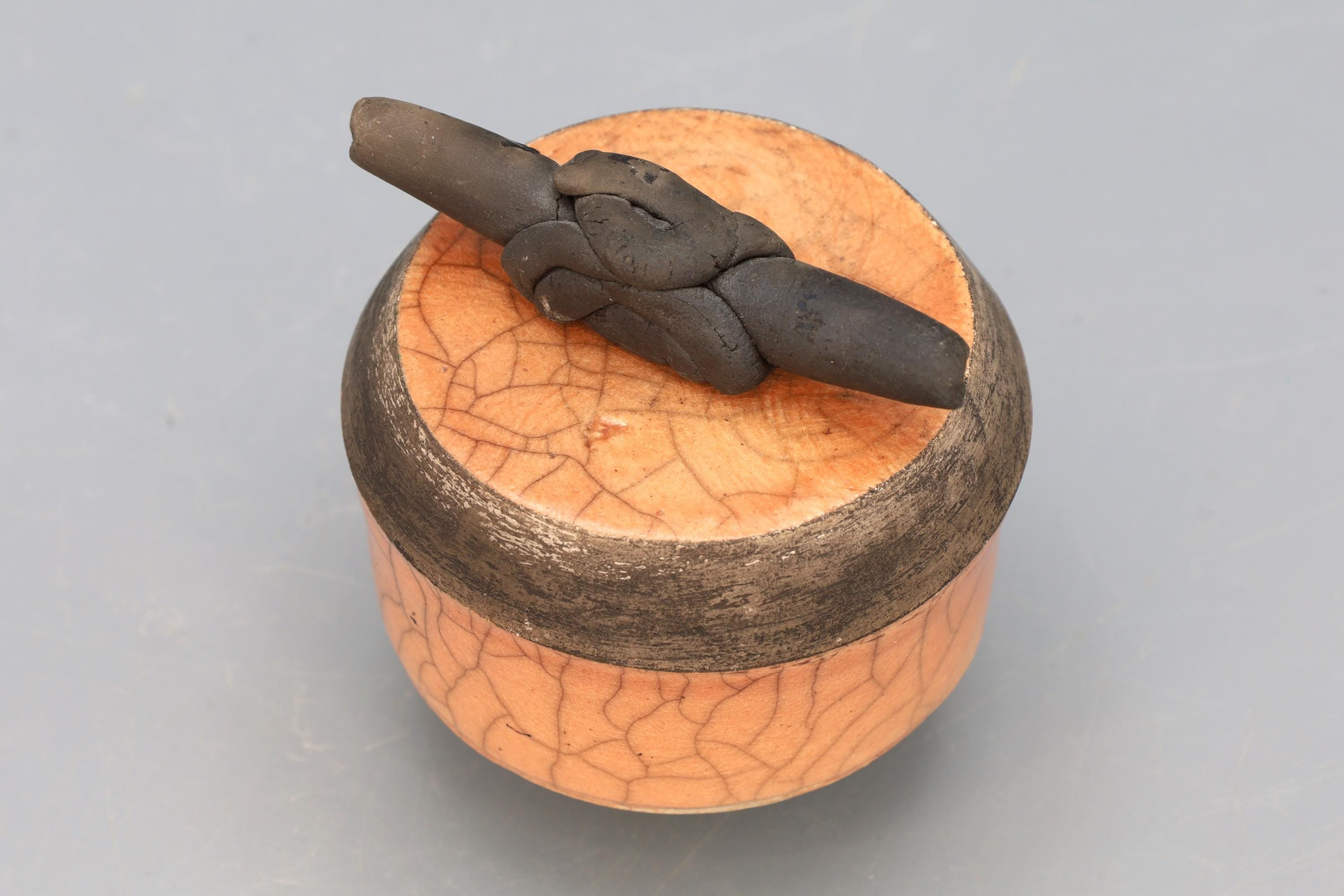 Perfume Bottle With Applicator, American Ceramic Art Piece By Janet Barsky 1995, Fine Arts Pottery