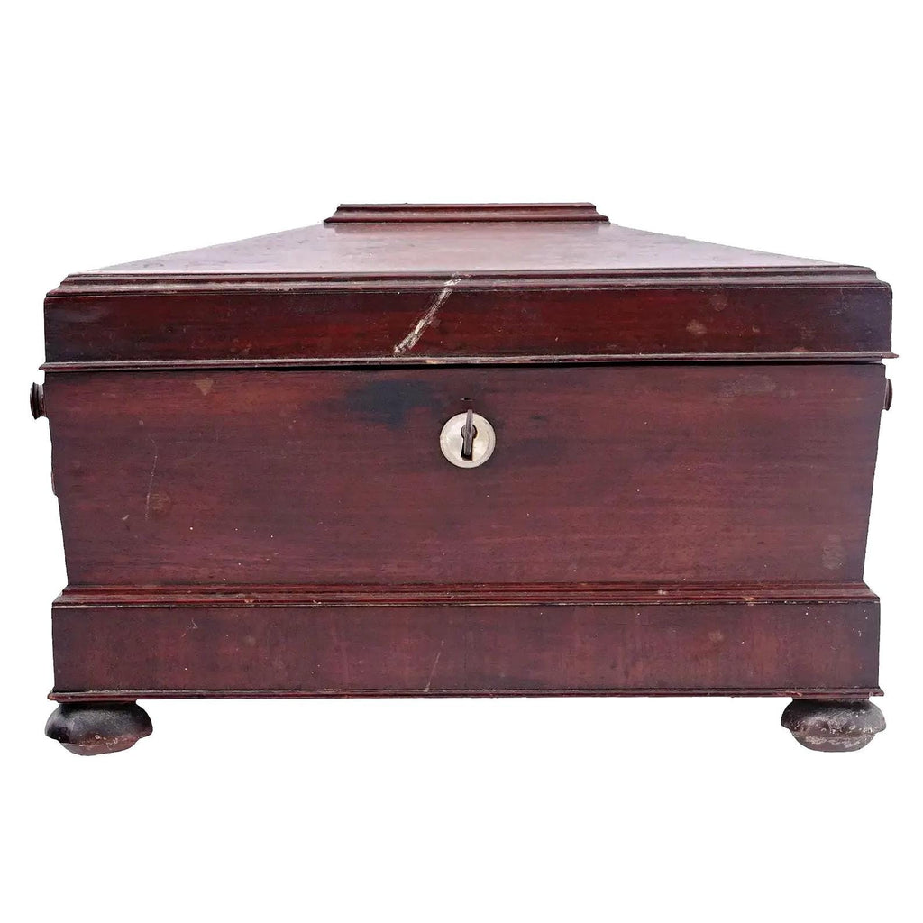 Antique 19th Century Legged And Lidded Wooden Jewelry Chest Box, France, Furniture Accessories, European Small Storage