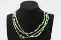 EXTRA LONG Vintage 1920s Chinese Exports Beaded Necklace, Green Turquoise And Sterling Silver, Gemstone Nuggets