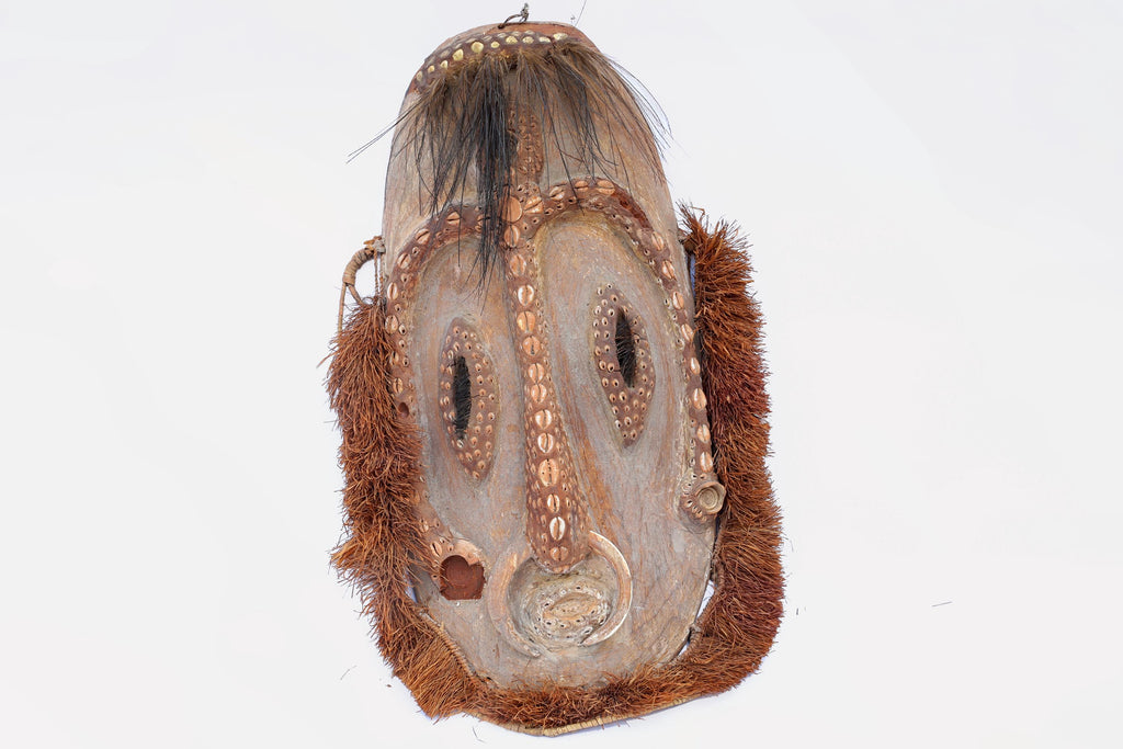 Papua New Guinea, Large Initiation Mask Helmet, Early 20th Century Sepik Tribesmen Ethnographic Art, Warriors Attire, Ethnic Home Decoration