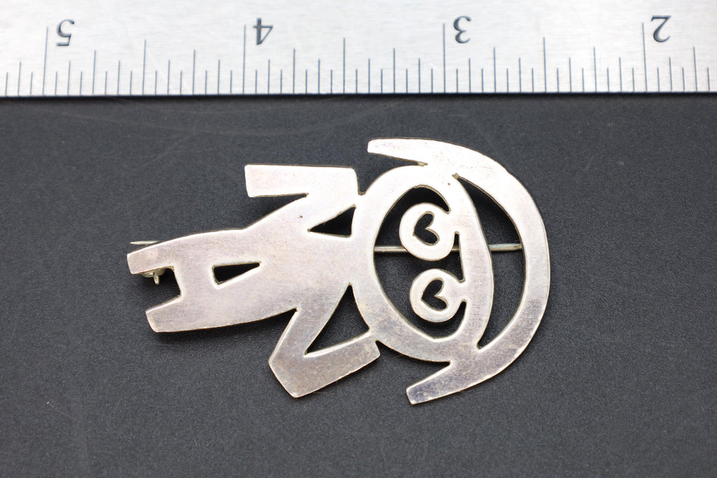 Mik Stousland, Brooch Pin, Vintage Handmade Jewelry, Sterling Silver Cut Out Abstract Designs, Woman Girl, Modernist Fashion Accessories