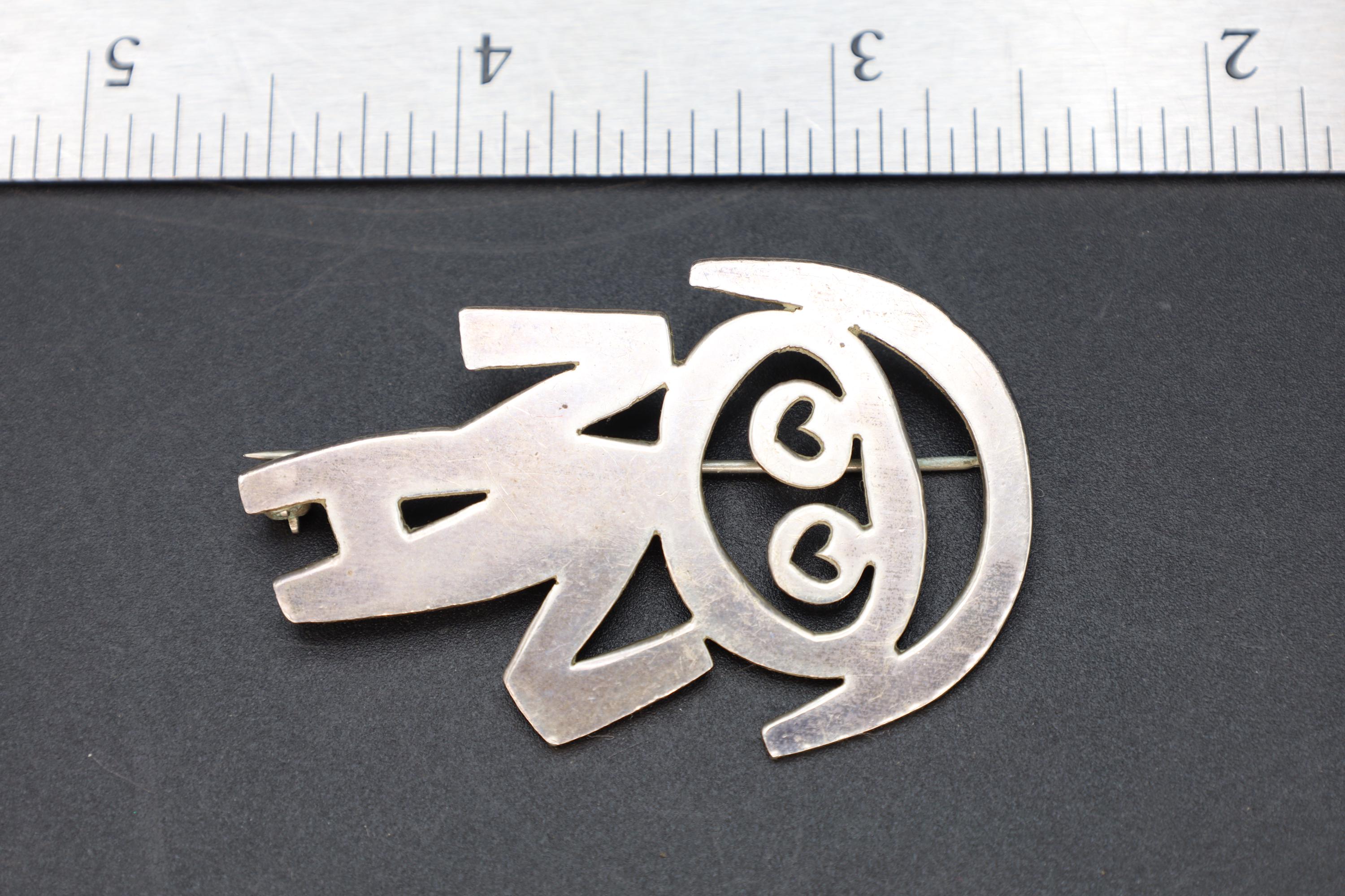 Mik Stousland, Brooch Pin, Vintage Handmade Jewelry, Sterling Silver Cut Out Abstract Designs, Woman Girl, Modernist Fashion Accessories