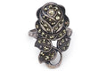 Uncas Jewelry, Sterling Silver And Marcasite Rose Ring Size 6 With Jeweler Hallmarks, Art Deco Flower Fashion Accessories, Retro Americana