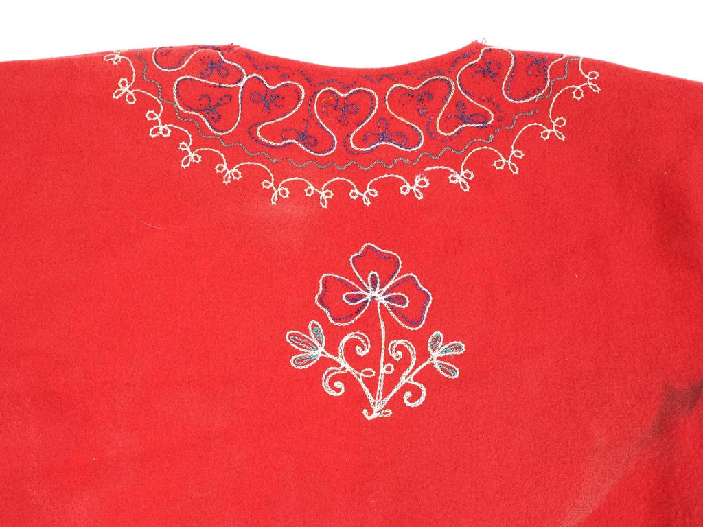 Traditional Central Asia Jacket, Red And Embroidered Floral Details, Baluchi Or Kerman, Early 20th Century Ethnic Clothes