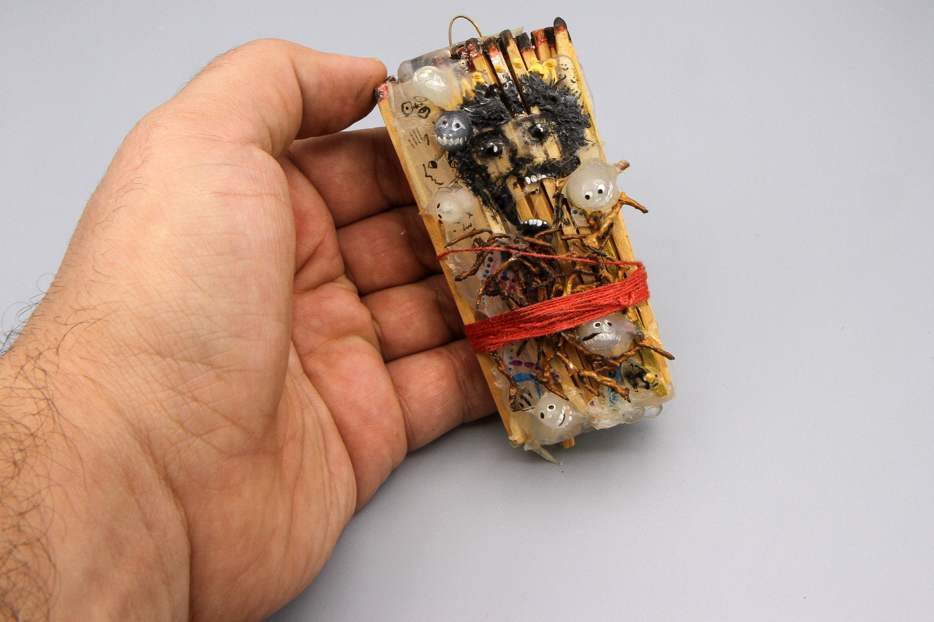 King David, A Small Mixed Media Sculpture, Jewish Expressionism Contemporary Art Figure, Collage, Handmade Gifts and Religious Art