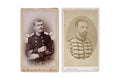 Antique 19th Century French Military Carte de Visite Photographs, Pair Of 1890s Cabinet Portraits Of Young Male Soldiers, North Africa