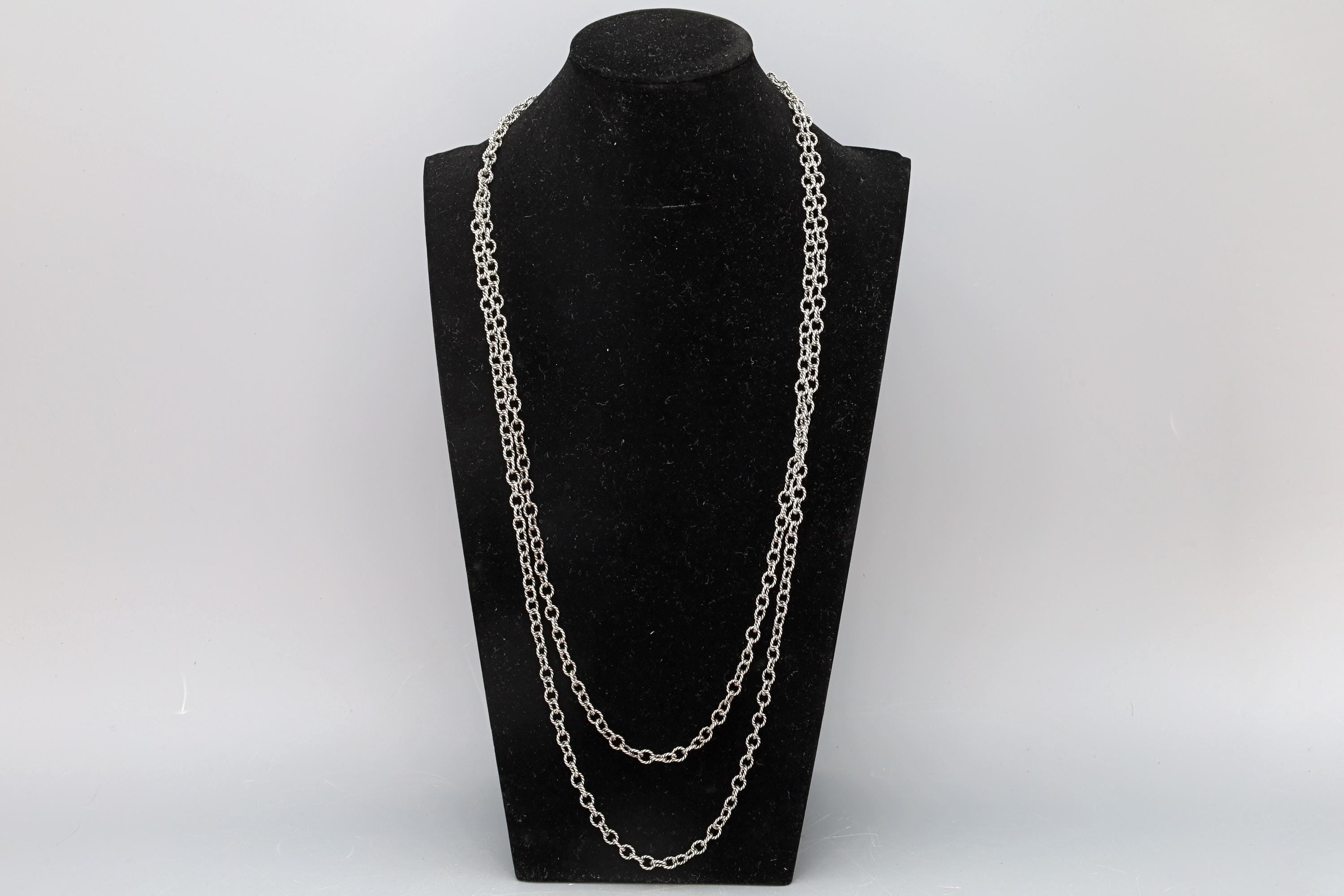 Vintage 1990s RELIOS Sterling Silver Chain Necklace XXL, Carolyn Pollack Fashion Jewelry Accessories, Extra Long Chain