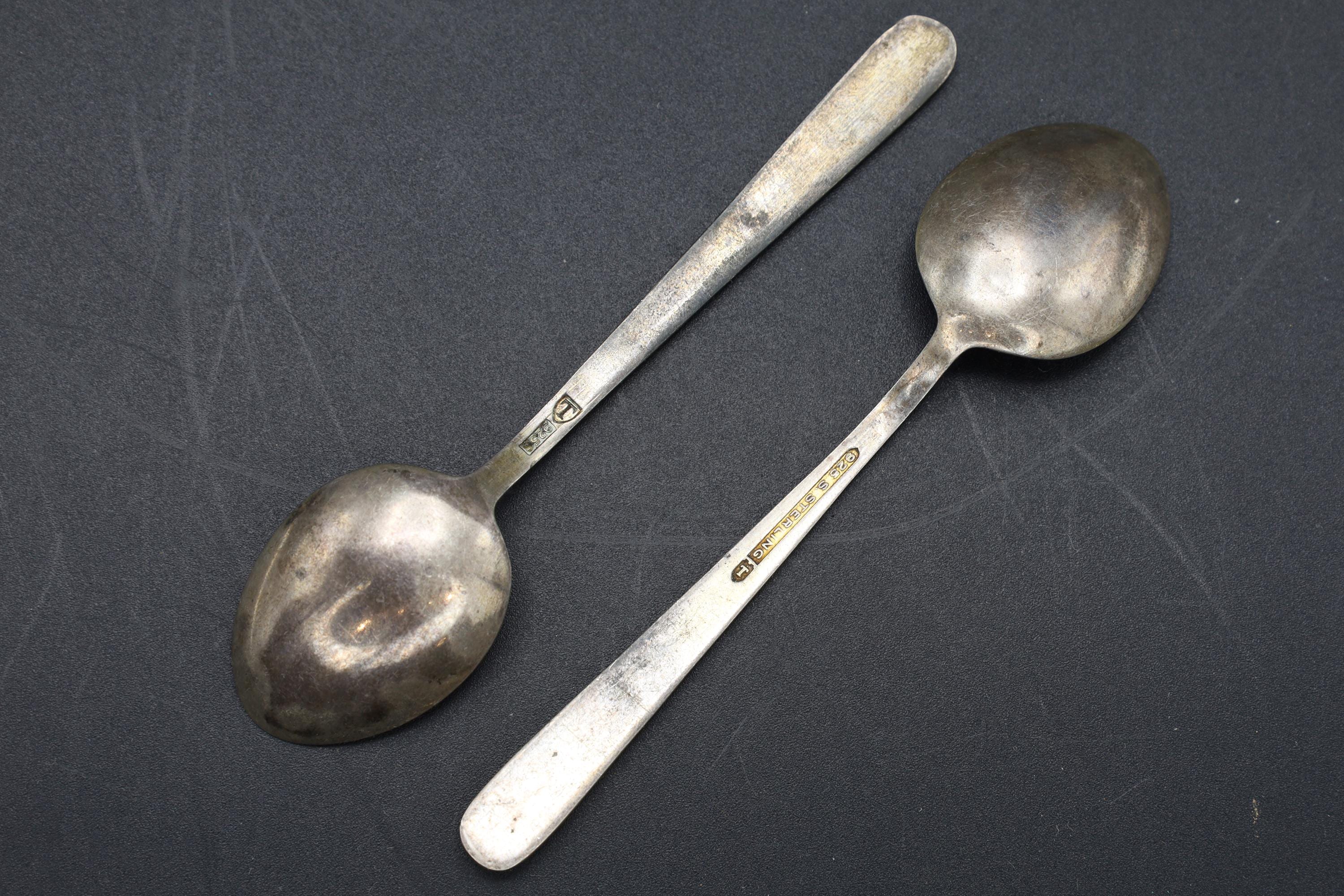 N M Thune Norway, Guilloche And Sterling Coffee Spoons, Scandinavian Flatware, Mid Century Cutlery, Norwegian Flatware Tableware Decor