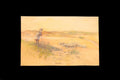 Shepherd, Antique 1900s Liberty Style Art By Paulo Antonini, Italian American Artist, Small Paintings Drawings On Paper, Art Nouveau