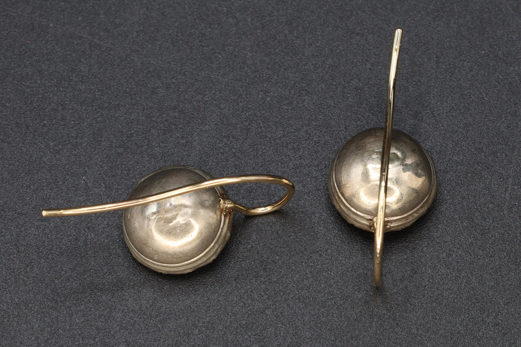 Georgian England Jewelry, Antique 1800s To 1820s Georgian Amethyst Paste Earrings On Fine Sterling Settings And 18kt Gold Wires