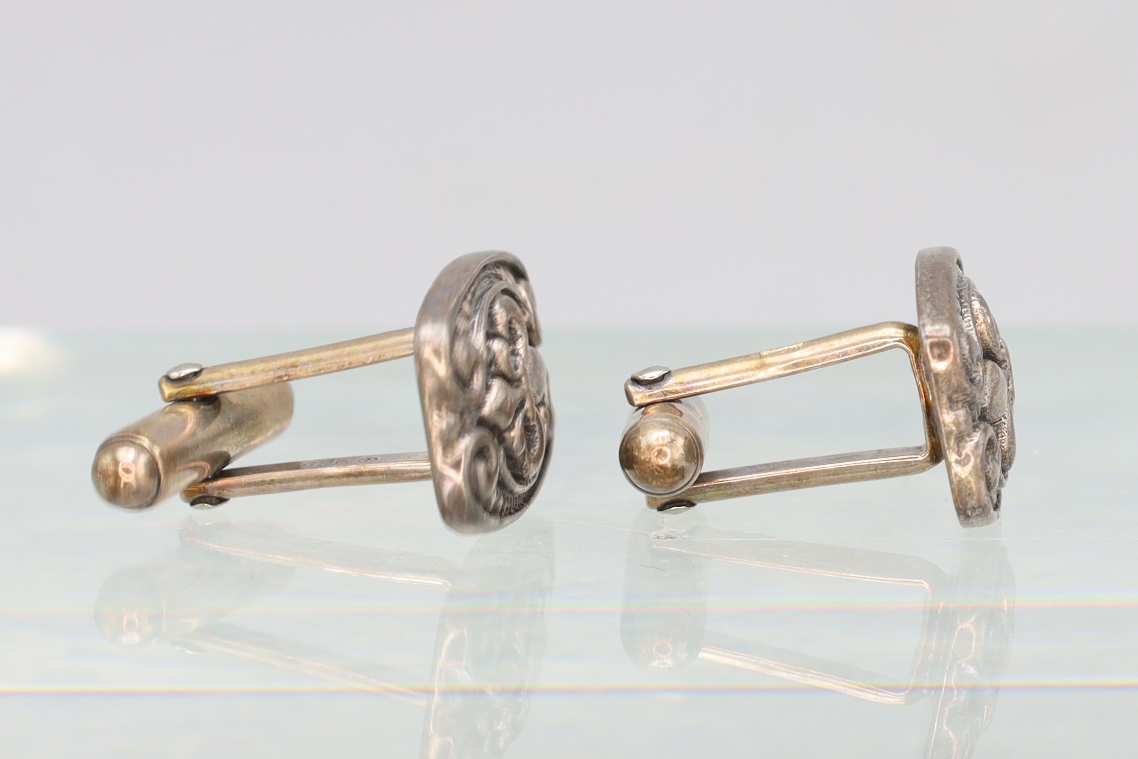 Fleur de Lis France, Mens Jewelry Cufflinks, Vintage 925 Sterling Silver Minerva Hallmark Cuff Links Pair, Fashion Accessories Unisex Attire