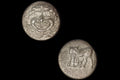 Ancient 4th Century BC Greek Parion Mysia, Hemidrachm Silver Coin, Bull Standing, Gorgoneion With Protruding Tongue, Numismatics Antiquities