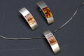 Jewelry Set By Jadwiga Zaremska, Gdansk Poland, Mosaic Baltic Amber And 925 Sterling Silver, Signed With Hallmarks, Necklace And Earrings