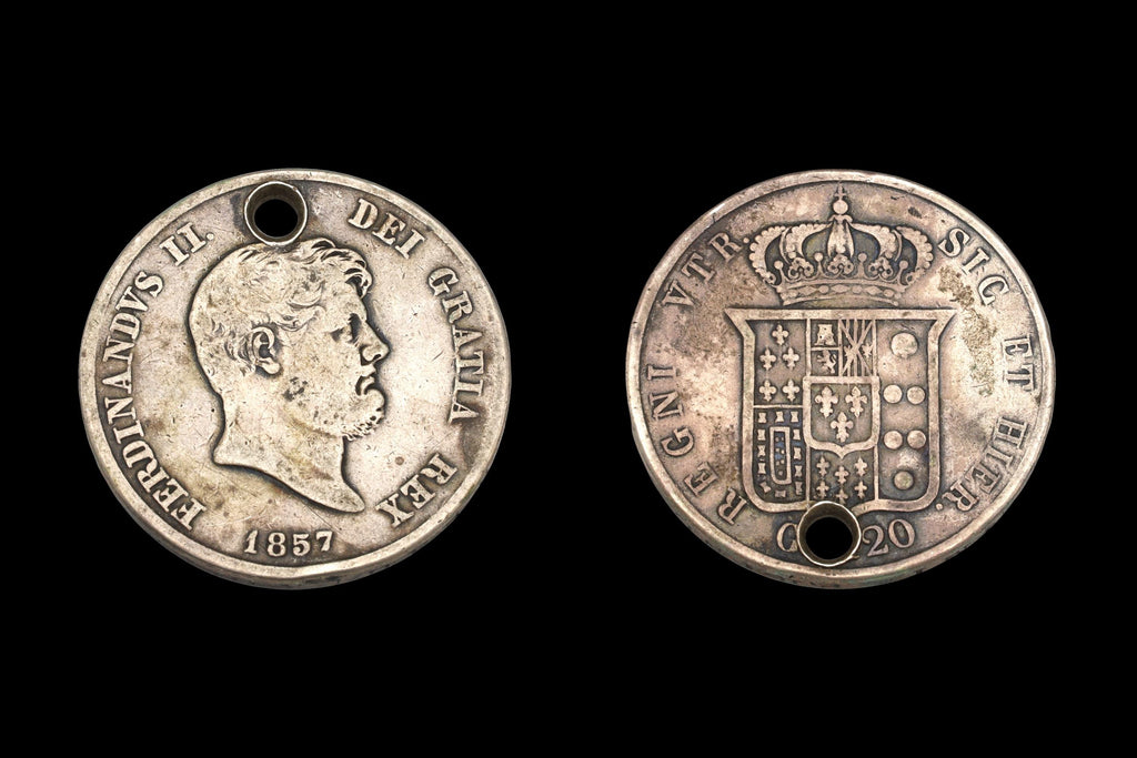 Italian States 120 Grana Of Ducat 1837 Silver Coin. Kingdom Of The Two Sicilies. King Ferdinand II Coinages Mint On Naples 19th Century