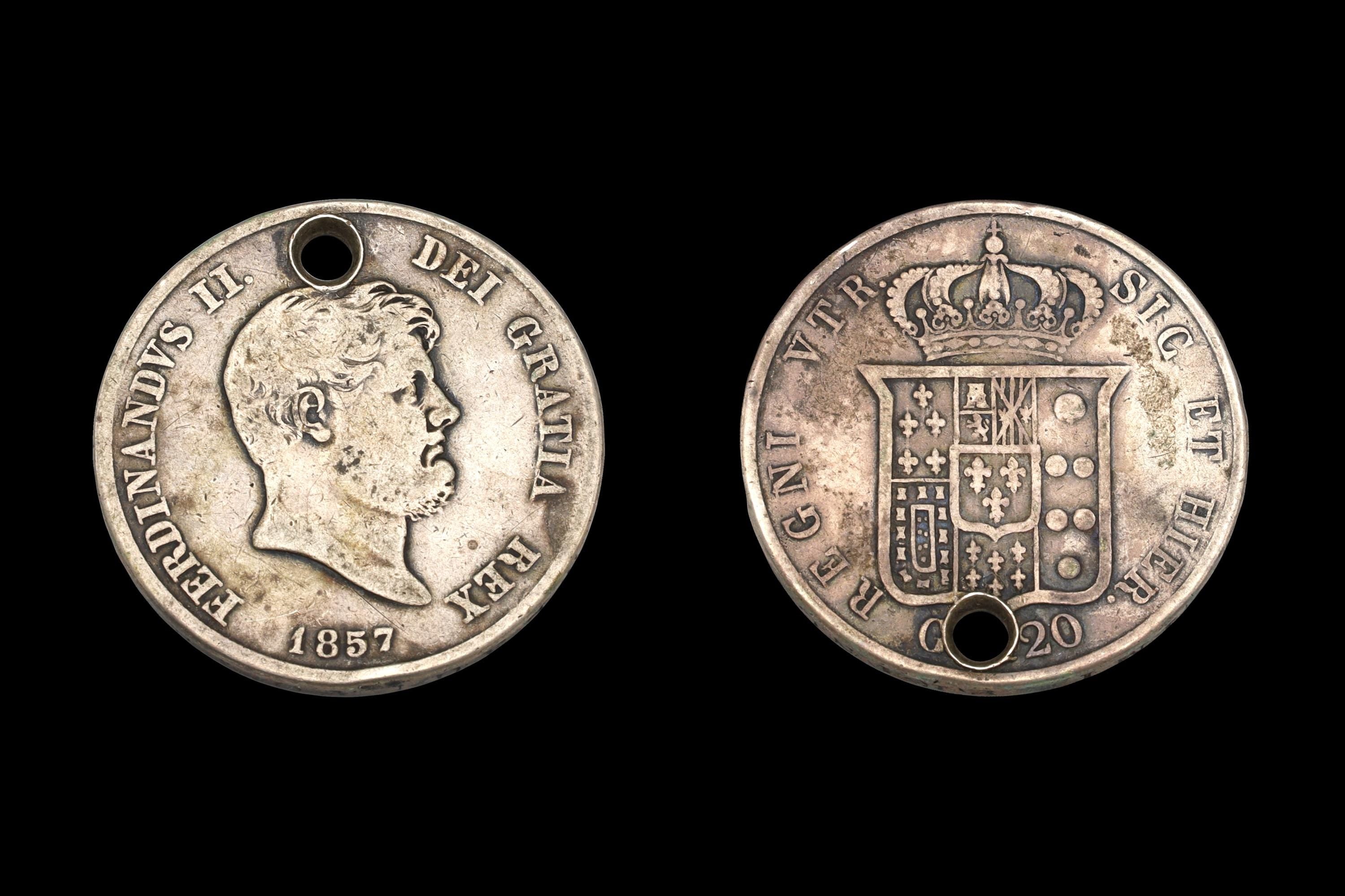 Italian States 120 Grana Of Ducat 1837 Silver Coin. Kingdom Of The Two Sicilies. King Ferdinand II Coinages Mint On Naples 19th Century