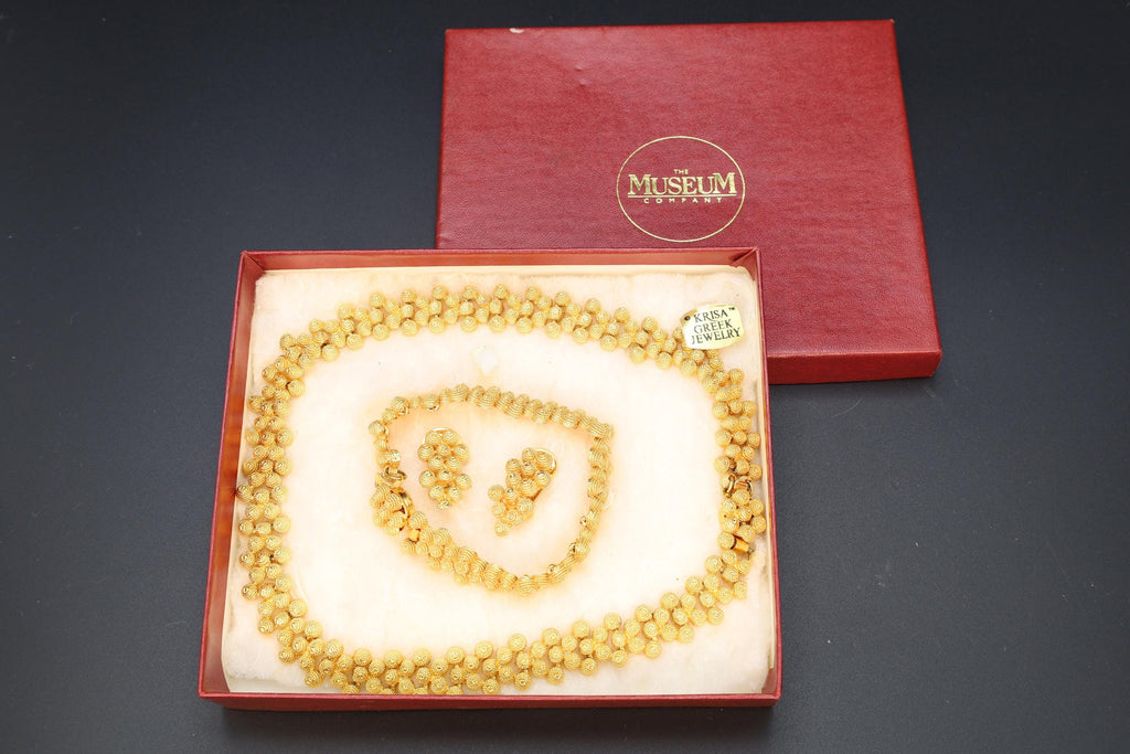 Crissa Greek Hellenistic Revival Jewelry Set, The Museum Company, Krissa Antiquities Reproduction, Vintage Fashion Accessories IOB