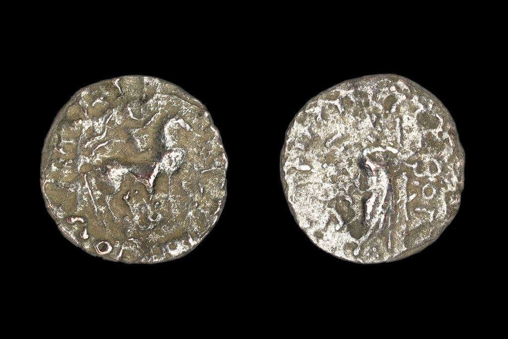 Ancient 1st Century BCE Hellenistic Billon Coin, Indo Scythian Kingdom Of Azes II, Bactria In Central Asia, Numismatics And Collectibles
