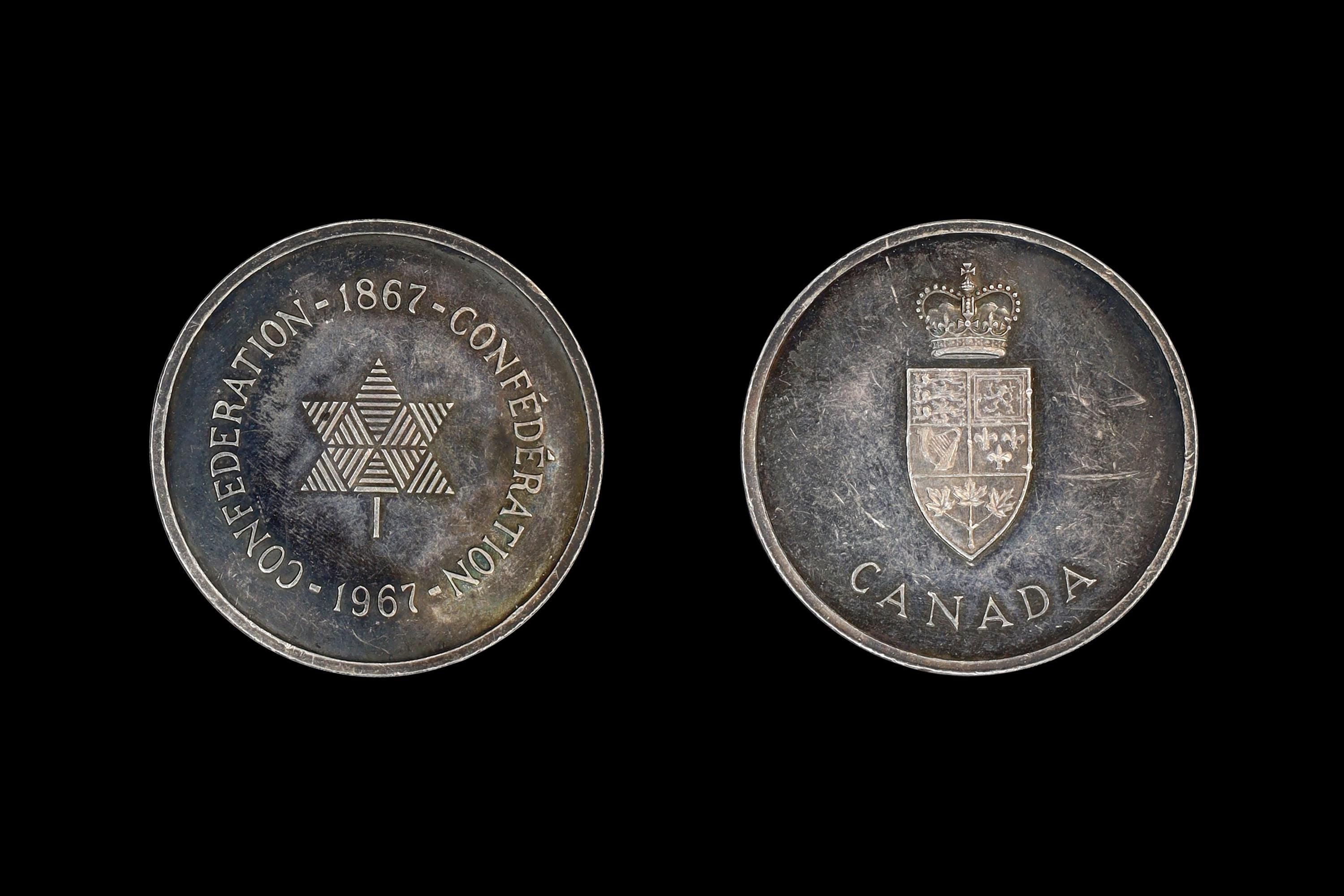 1967 Canada Confederation Centennial Medal, Silver 999 Grade, Royal Canadian Mint of Ottawa Silver Rounds Bullions, Numismatics Collectibles
