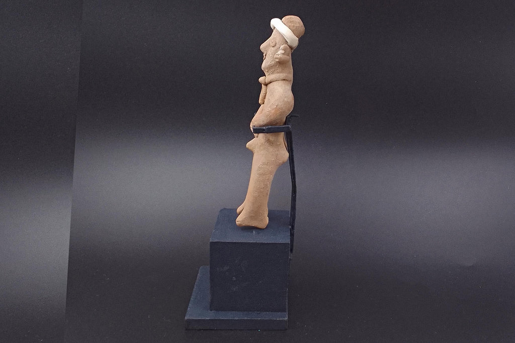 Ancient Pre-Columbian Colima Pottery Standing Male Figure, Full Body Idol Dated Between 200 BCE To 250 AD, Western Mexico, Mesoamerica Art