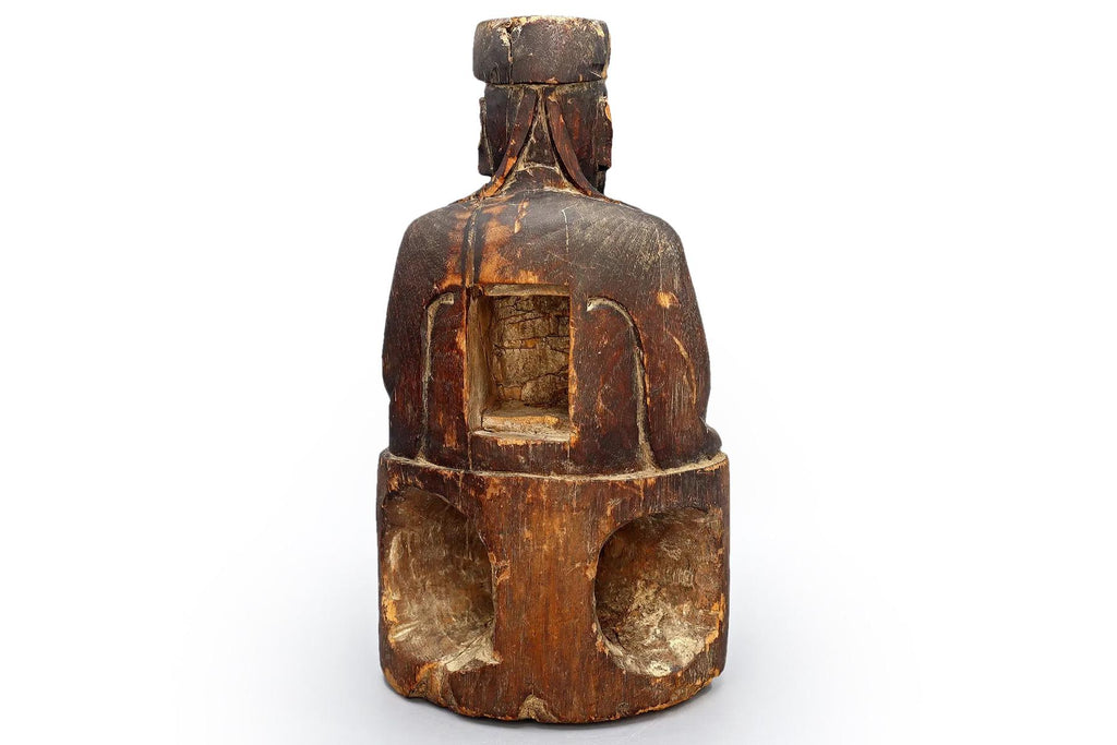 Antique 19th Century Chinese Qing Dynasty Confucian Scholar, A Carved Wood Temple Sculpture Art, Asian Folk Religions, Buddhism Decor