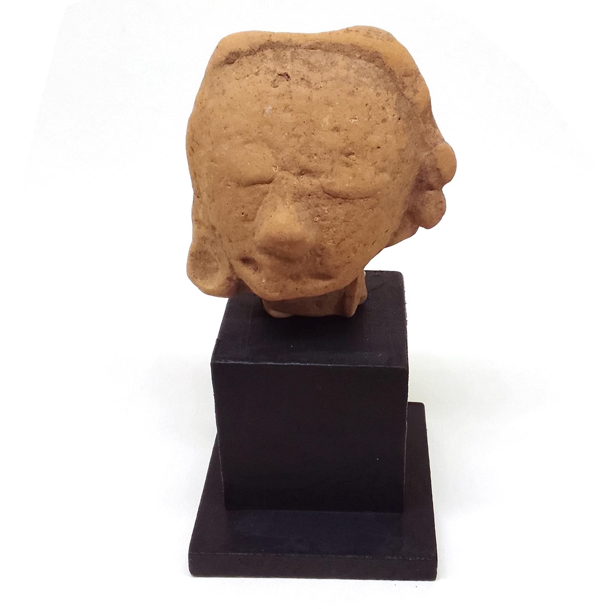 Ancient Huastec Head Of Dignitary Figure, Circa 500 AD Panuco River Area Style, Veracruz Pre-Columbian Ceramic Idol Head, Prehispanic Mexico
