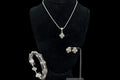 Highlander Sterling Goth Jewelry Set Signed, Pendant Necklace, Stud Earrings, Panel Bracelet, Goth Motorbike Rock and Roll Fashion