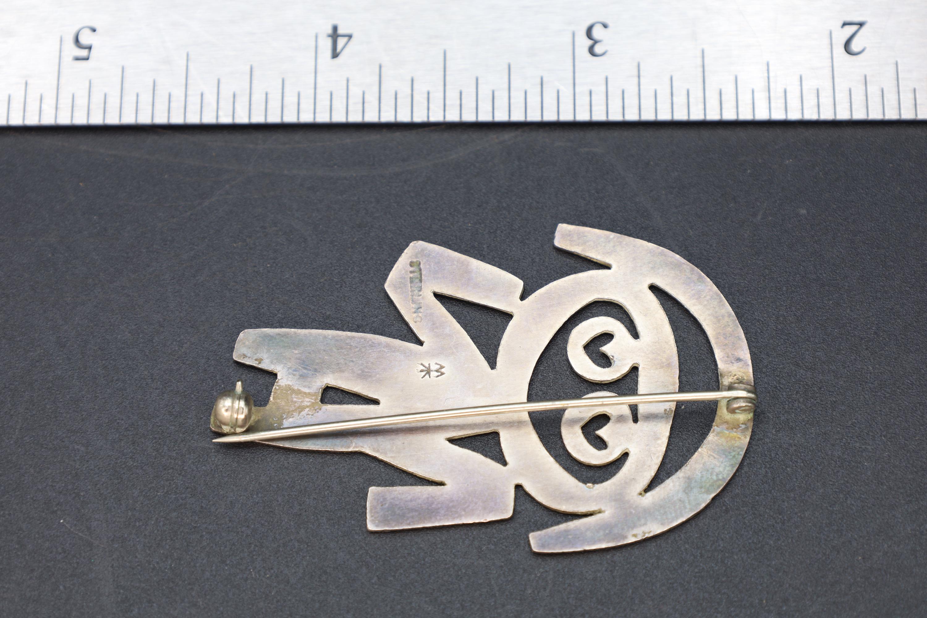 Mik Stousland, Brooch Pin, Vintage Handmade Jewelry, Sterling Silver Cut Out Abstract Designs, Woman Girl, Modernist Fashion Accessories