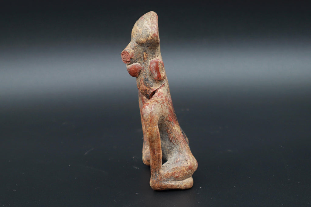 Ancient Pre Columbian Nayarit Pottery Chief, Zoomorphic Male Figure, Chinesco Type 300 BCE to 300 AD, West Mexico, Mesoamerican Burial Art