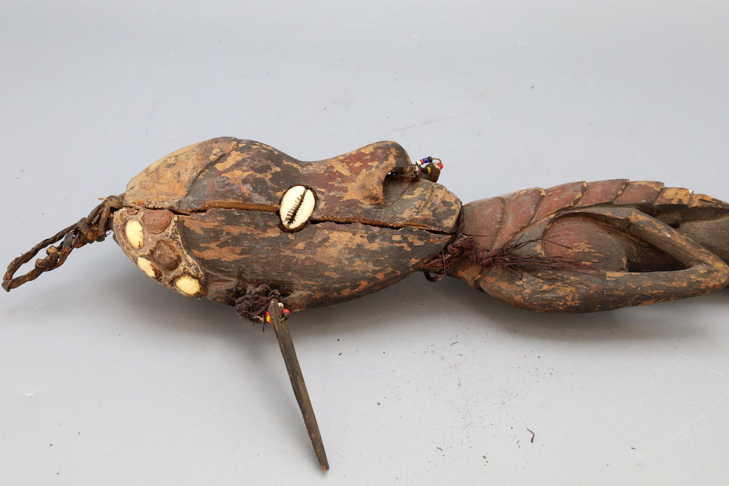Papua New Guinea, Antique Early 20th Century Tribal Chief Cane Idol Of Ancestor, Ethnographics Art