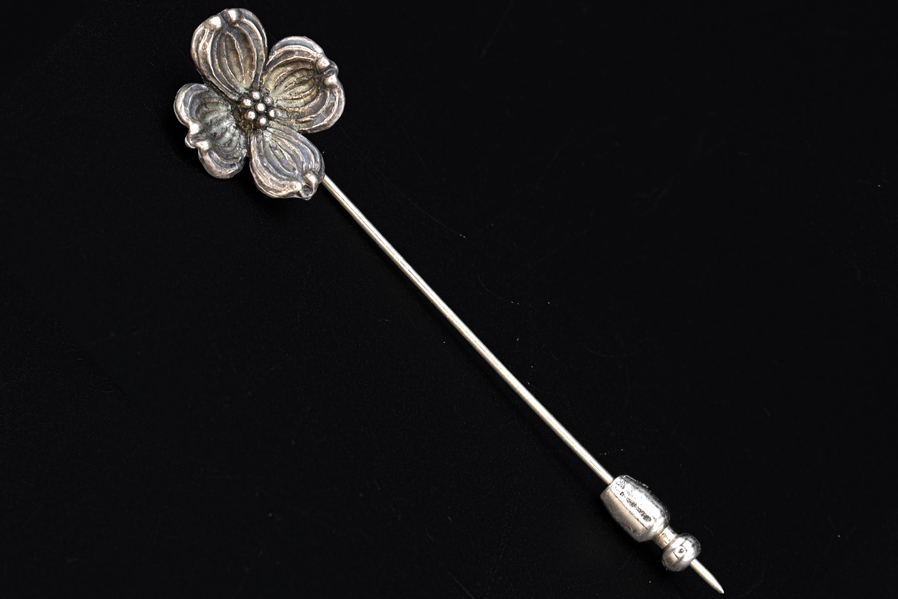 James Avery Dogwood Flower Lapel Pin Or Hat Pin, 925 Sterling Silver, RETIRED Model, Vintage Art Deco Jewelry Pieces By Designer