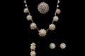 Art Deco Parure Jewelry Set Made With 950 Sterling Silver In Mexico, Cannetille Etruscan Flowers Pattern, Handmade Fashion Accessories