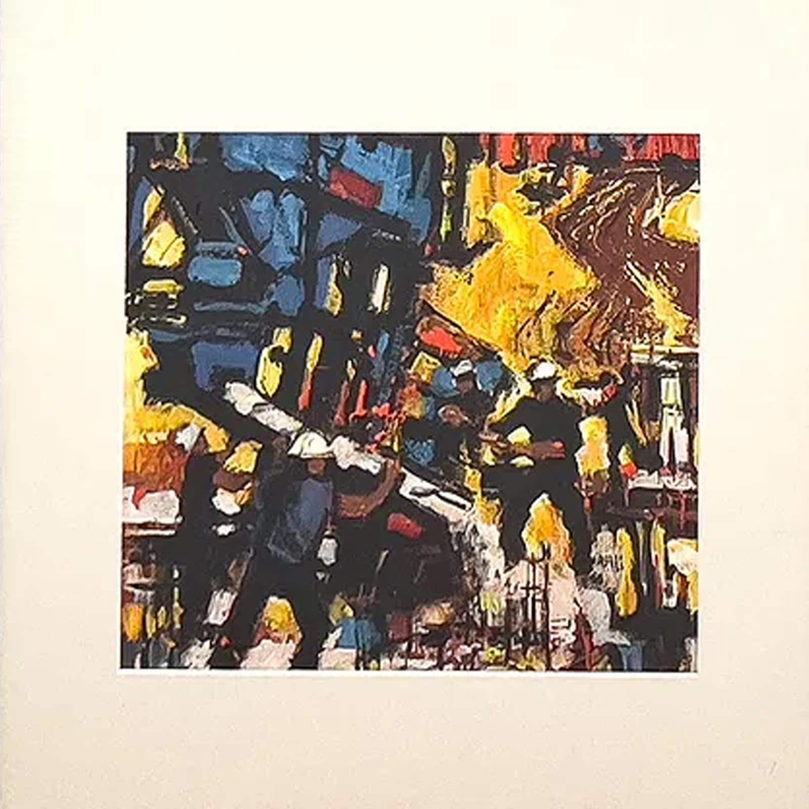 Construction Workers, Small Format Oil Painting Attributed To James Kelly, Retro Mid Century Americana Art And Decor, Expressionist Artworks