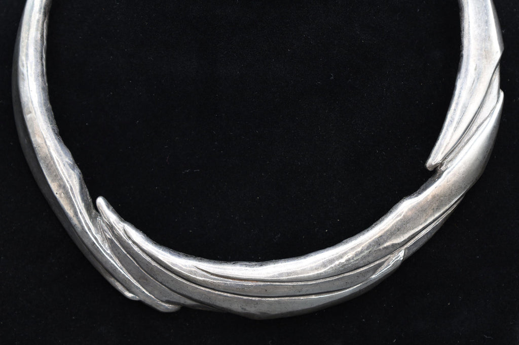 Yaacov Heller, Brutalist Necklace, Fine Sterling Silver, Israel Mid Century Jewelry Art, Retro Fashion Accessories, Choker
