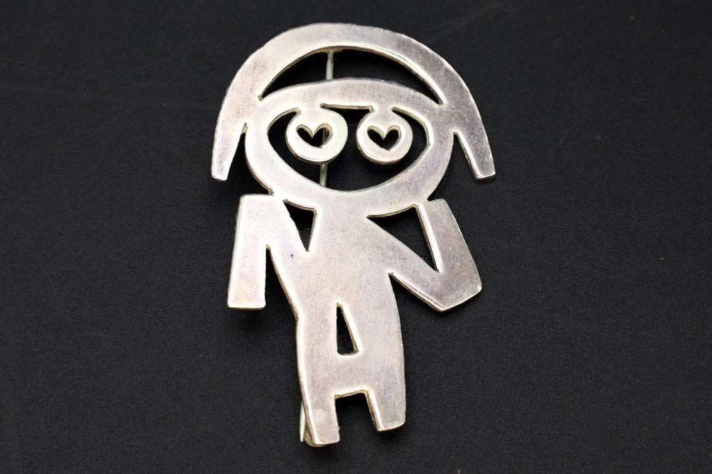 Mik Stousland, Brooch Pin, Vintage Handmade Jewelry, Sterling Silver Cut Out Abstract Designs, Woman Girl, Modernist Fashion Accessories