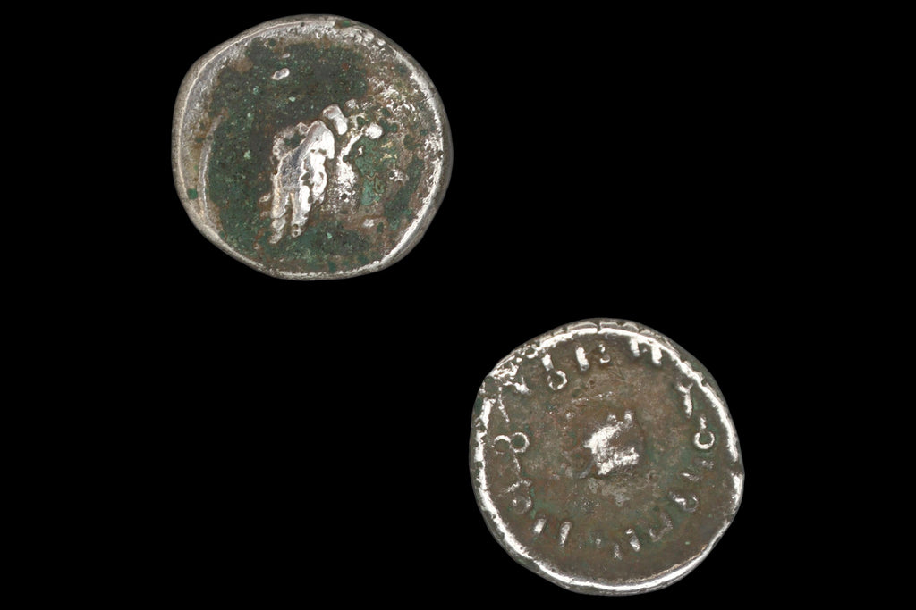 Ancient 1st Century AD Himyarite Kingdoms, South Arabia Felix Silver Quinarius Coin, Raydan Scyphate Mint In Imitation Of Older Greek Coins