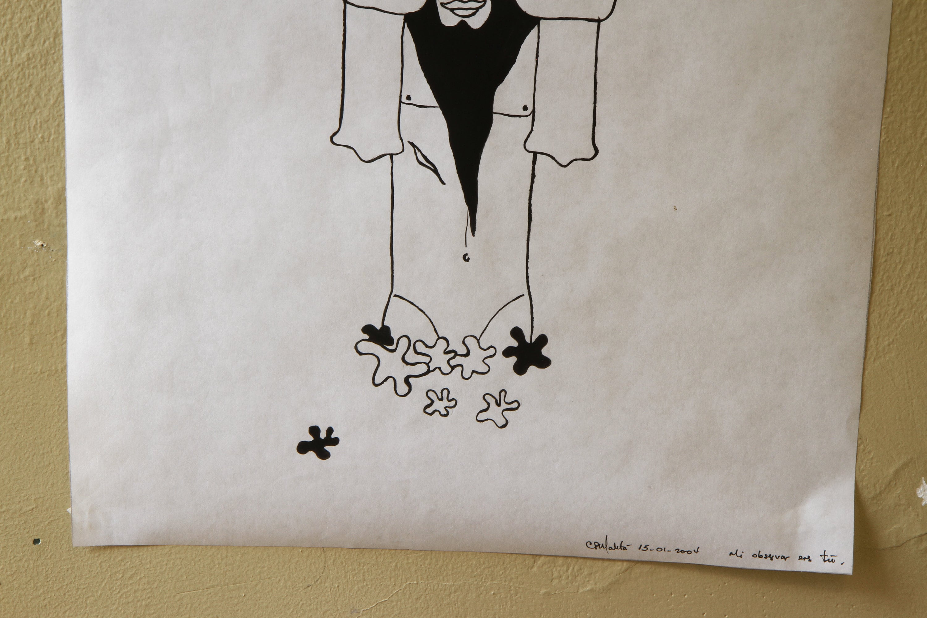 My Watching Is You, Christian Shepherd, Simple Minimalist Lineal Drawings, Black and White Acrylic Painting, Contemporary Latin Art