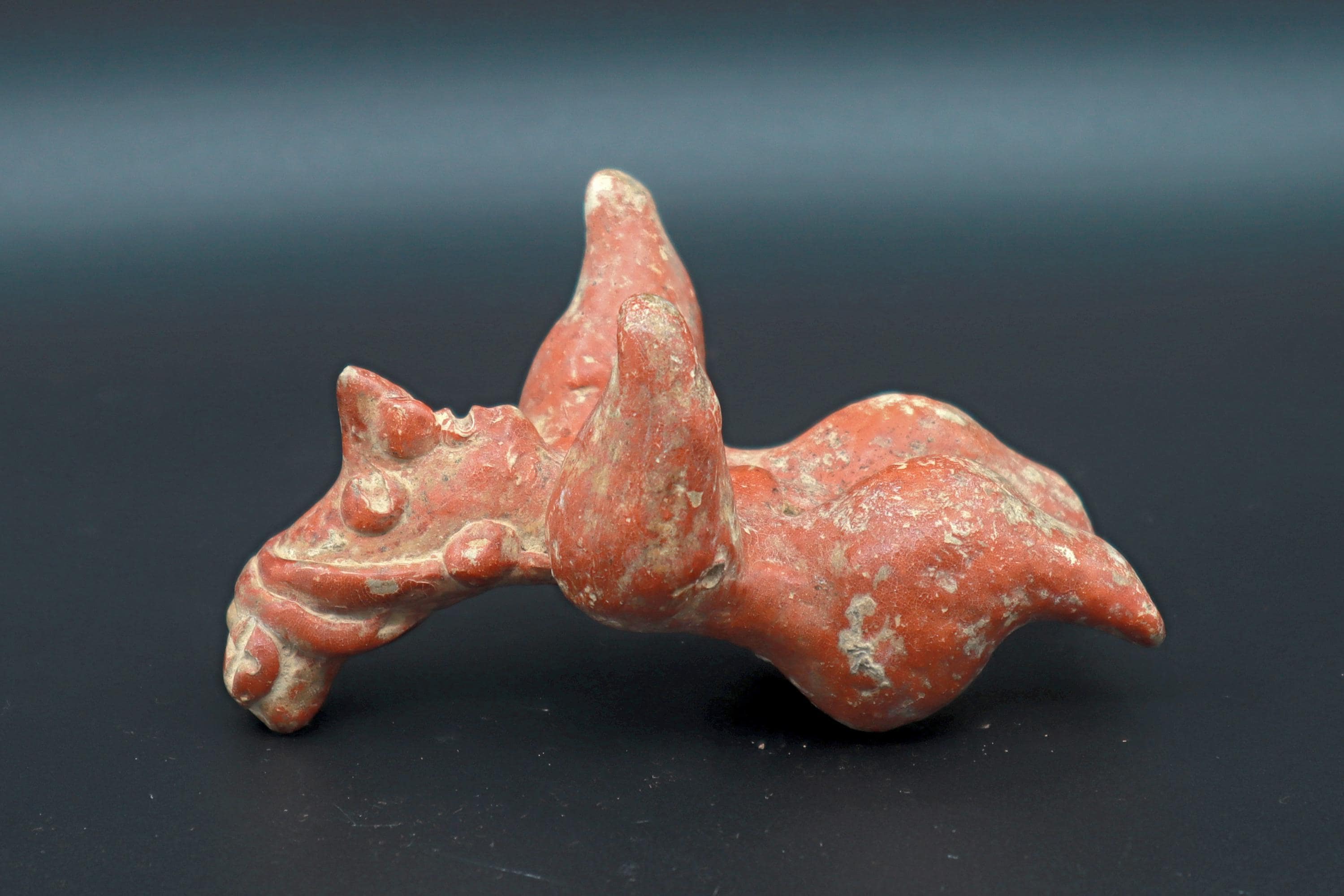 Ancient Pre Columbian Nayarit Pottery Female Crawling Child Figure, Chinesco Type 300 BCE to 300 AD, West Mexico, Mesoamerican Burial Art
