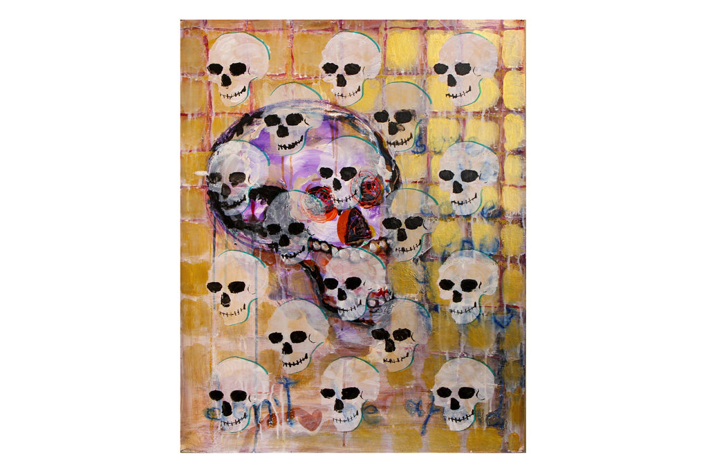Pop Art Paintings Mixed Media Art On Paper, A Gothic Chorus of Monks in a Postmodernist Cathedral, Colorful Acrylic Painting on Paper