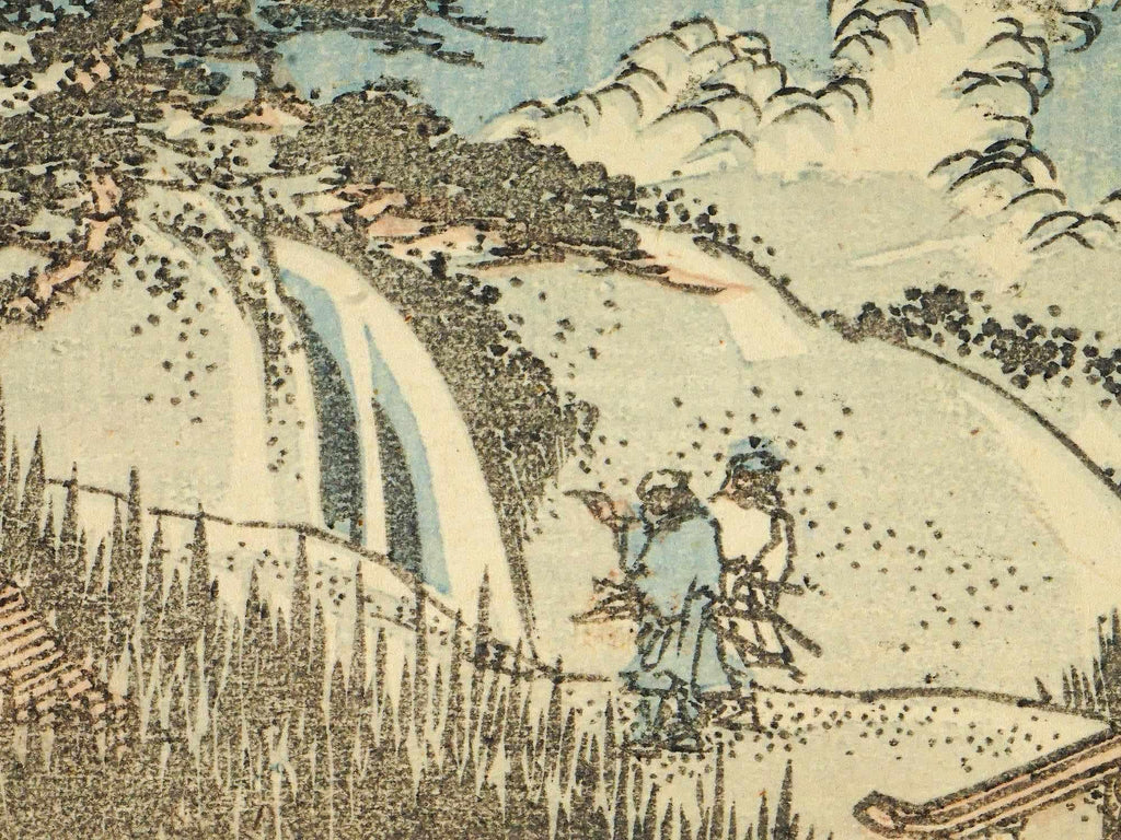 Katsushika Hokusai, Late 18th Century Woodblock Art Print, Rural Onsen And Villages, Japanese Ukiyo-e Book Pages