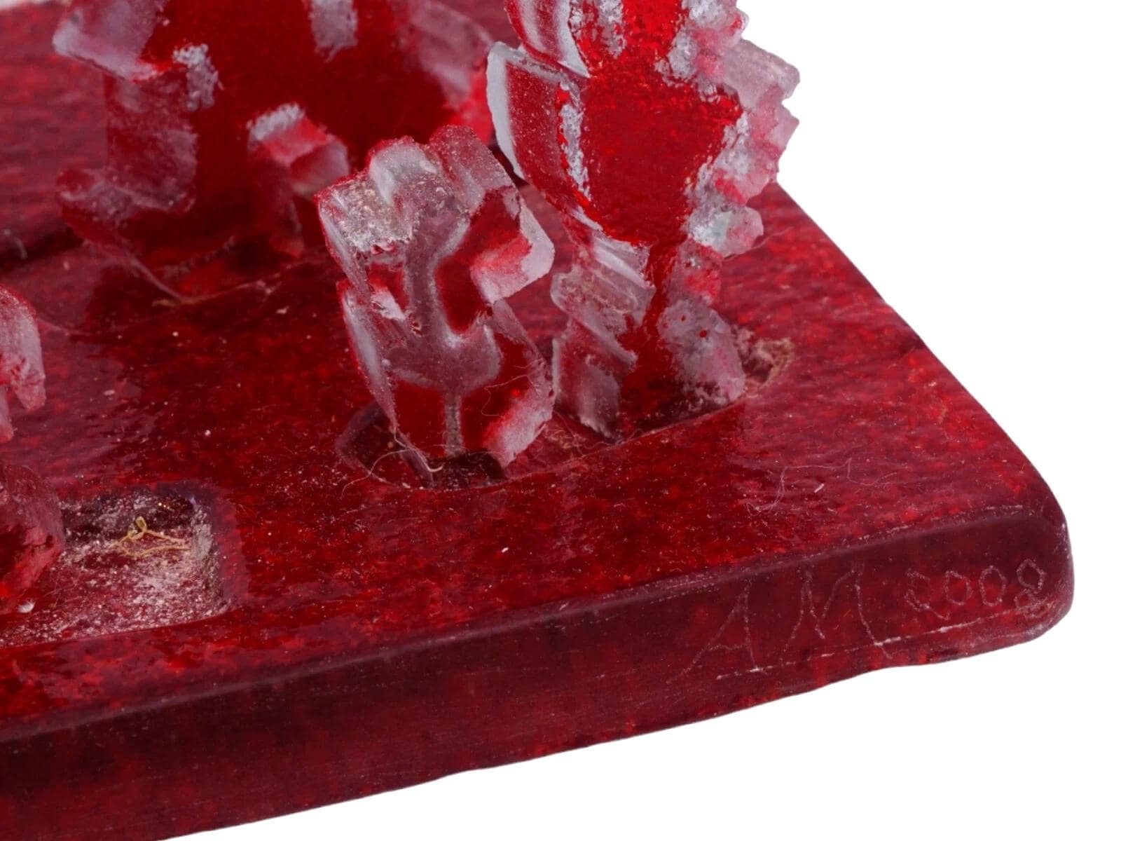 Allegra Marquart, A Contemporary American Sculpture Hand Signed And Signed, Knick Knack Spine, Sandblasted Ruby Red Cut And Assembled Glass