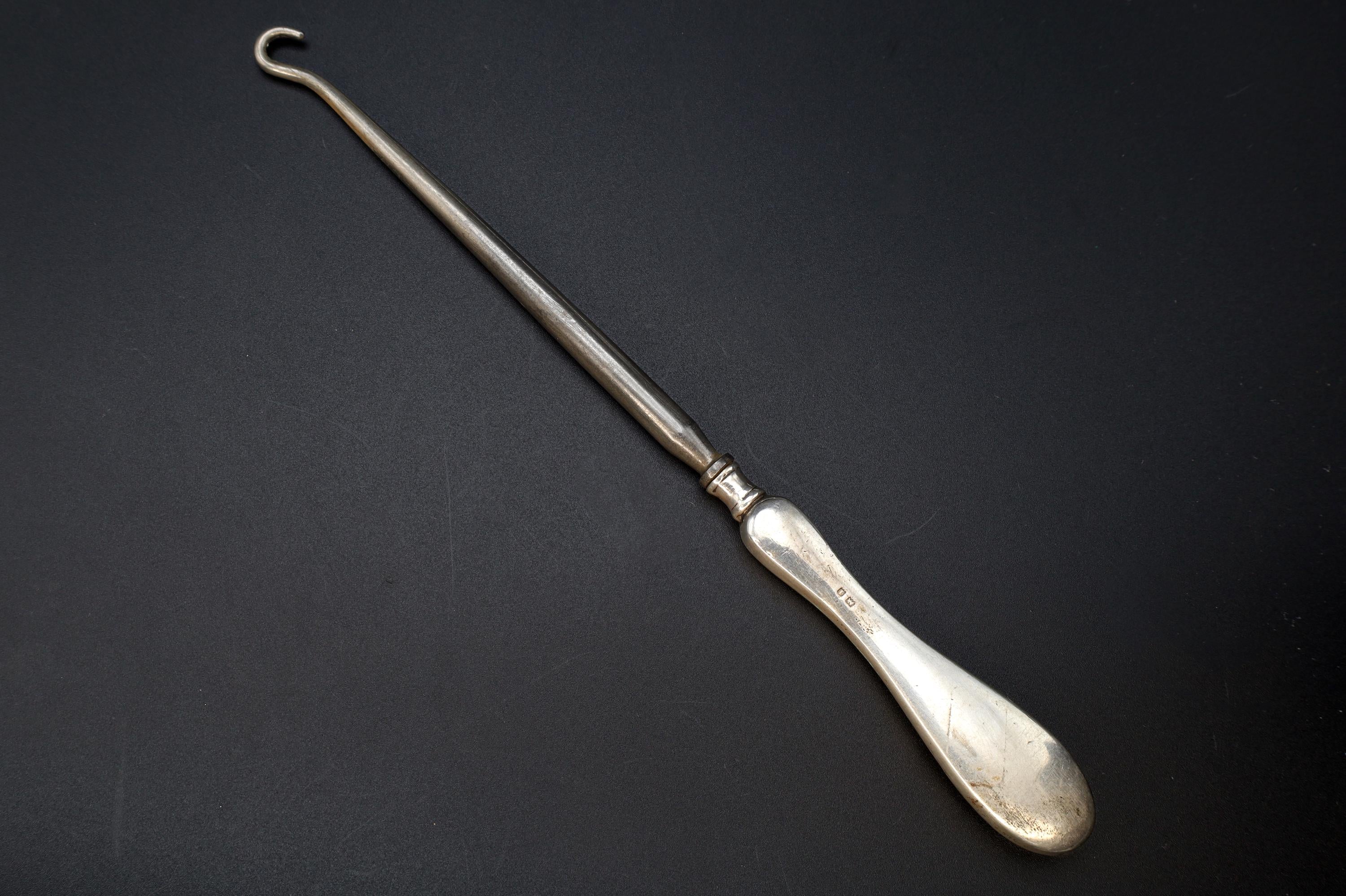 Antique Birmingham 1913 Button Hook Art Nouveau Sterling Silver, Edwardian England Dressing Tools, Fashion Accessories And Collectibles