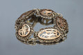 Art Deco Panel Bracelet, 900 Silver And Rose Gold. Greek Jewelry From The Mid Century, Landmarks Of Greece And Aegean Islands, Marcasite