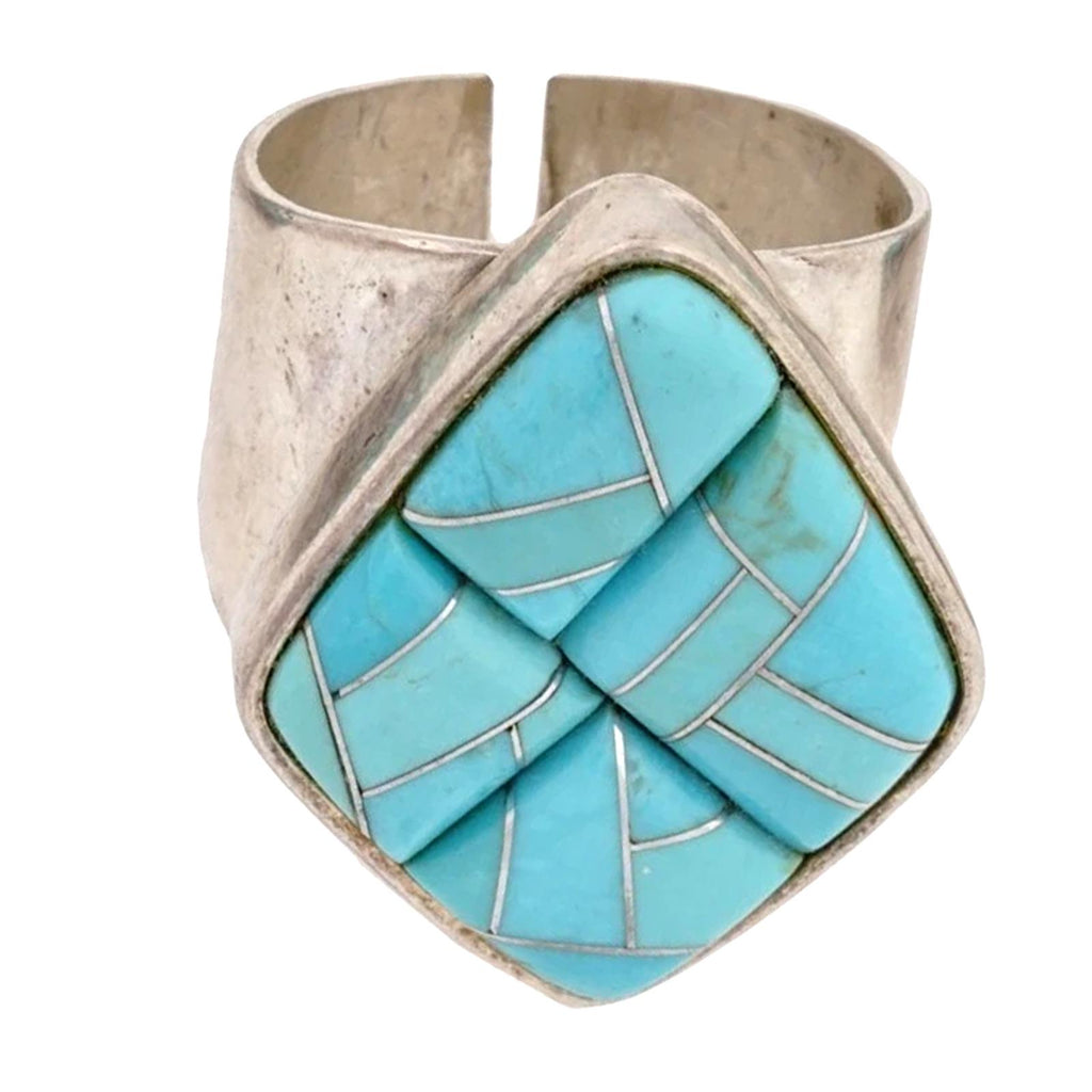 Blue Turquoise Mosaic And 925 Silver Statement Ring By Desert Rose, Design Of Jay King, Southwestern Americana Fashion Accessories, Cowgirl
