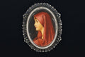 Saint Fabiola Of Rome, Antique 800 Silver Brooch Pin With A Hand Painted Religious Icon Medaillon, Art Deco Miniature Jewelry From Italy